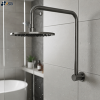 Ensemble de douche contemporain en laiton à col de cygne, finition chrome poli, mural, avec jet pluie doux et économiseur d'eau, 1 poignée, pour salle de bain
