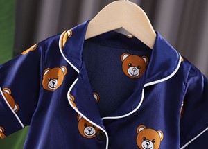 Pyjama d'été en coton pour filles, ensemble de vêtements de nuit à manches courtes avec imprimé ours - Product Image 6