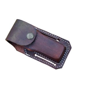 Couteau de chasse à lame fixe à motif Damas avec manche en bois poli, couteau de camping extérieur fait main avec étui en cuir durable - Product Image 6