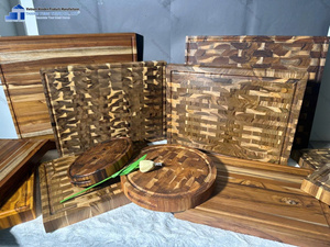 Ensemble de planches à découper en teck de luxe, grain de bois croisé, ustensiles de cuisine en bois, vente en gros, fabricant - Product Image 6