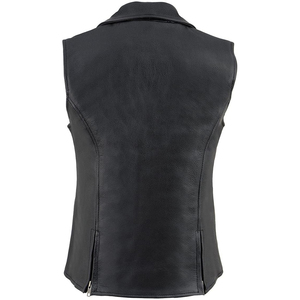 Gilet en cuir pour femme Samroz Sports, col à revers, 7 poches, fermeture éclair longue sur le devant, pour la conduite à moto - Product Image 4