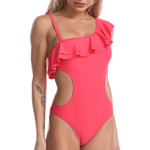 Wholesale Luxury One Shoulder Swimwear Quick Dry Sexy <b>Print</b> Solid Ruffle Strap Suit New Latest Design One Piece Fitness Swimwear - Product Image 1