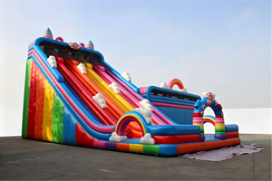 LilyToys Toboggan gonflable arc-en-ciel multi-voies, château gonflable en PVC, équipement <span class=keywords><strong>de</strong></span> parc d'attractions pour événements - Product Image 3