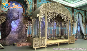 Elegante palanquín marroquí estilo cúpula para bodas, Doli dorado de diseño para la novia, para gran entrada, último modelo estilo Maharaja Palki UK - Product Image 4