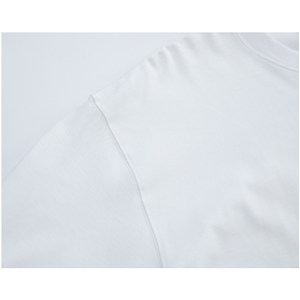 Camiseta Blanca para Hombre, 100% Algodón, Cuello Redondo, Manga Corta, Corte Holgado, Estilo Casual, Color Sólido, Tejido de Punto, Estilo Urbano - Product Image 5