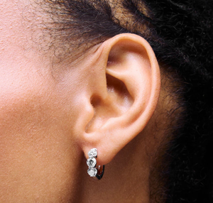 <b>Hoops</b> earrings Diamond Earrings Gold And <b>Silver</b> Earrings Lab Grown Diamond Earrings Fine Jewelry for Women - Product Image 3