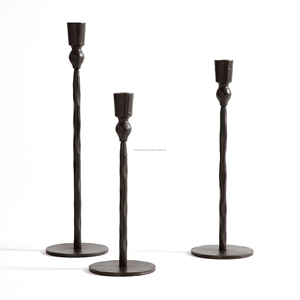 <b>Black</b> Metal Pillar <b>Candle</b> Holders Set of 2 Vintage Modern Decorative <b>Candle</b> <b>Stick</b> Long Holder for Fireplace Party Dining Home - Product Image 2