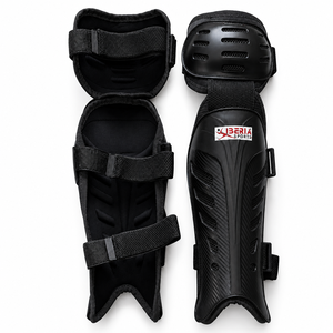 Protège-tibias de hockey sur glace IBERIA Premium |   Sangles réglables personnalisées, protection contre les chocs en plastique PP rigide, absorption des chocs, respirant - Product Image 1