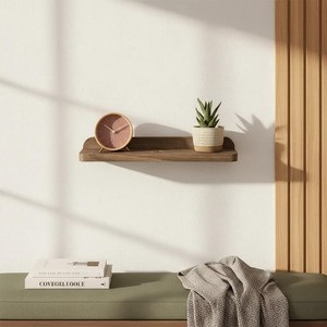 Sheesham Wood Floating Plant Shelf | Handcrafted Minimalist Wall Hanging <b>Planter</b> | Aqudus Saleem | Wholesale India - Product Image 1