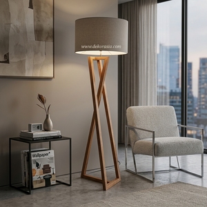 Lampe sur pied en bois ronde au design moderne, en zigzag, pour la décoration de la maison et des hôtels, couleur personnalisée avec source lumineuse - Product Image 6
