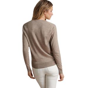 Sweat en molleton léger pour femme à manches longues pull de couleur unie doux mélange de coton-poly automne hiver et tenue décontracté - Product Image 2