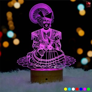 Lampe de nuit LED 3D Illusion Swaminarayan de qualité export, lumière décorative en acrylique pour salle de Pooja, temple domestique, chambre à coucher - Fournisseur en gros - Product Image 3
