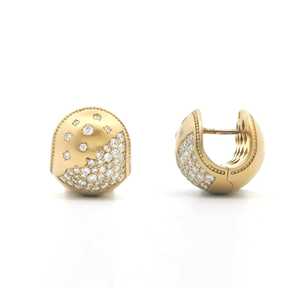 Lab Diamond Brilliant Cut Solitaire <b>Hoop</b> <b>Earring</b> Pave Set IGI Certified Statement Sparkling Custom 18K <b>Solid</b> Gold Matte Finish - Product Image 5