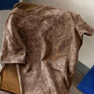 Camiseta Oversize Vintage Marrón Lavado Ácido para Hombre, Estilo Urbano, Personalizable por Delante, Casual, Manga Corta, Algodón Transpirable de Secado Rápido - Product Image 3