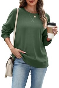 Camiseta Moderna de Manga Larga con Cuello Redondo y Detalle de Botones para Mujer, Tejido Suave y Transpirable, Top Básico Informal para Invierno - Product Image 4