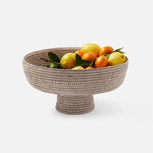 Bol décoratif en rotin écologique sur piétement, grand bol de service tressé, corbeille à fruits sur pied pour cuisine et salle à manger, vente en gros - Product Image 4