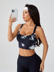 Soutien-gorge de sport longue coupe |   Soutien-gorge de yoga antichoc et de maintien |   Sous-vêtements de sport pour femme à imprimé graphique pour la course à pied et l'exercice - Product Image 1