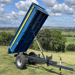 Remorque basculante hydraulique à double essieu robuste de 2 tonnes pour tracteur agricole, conception d'engrenage haute efficacité - Product Image 3