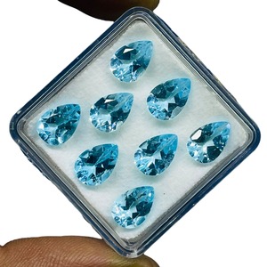 Natural Sky Blue <b>Topaz</b> Pear Cut Gemstone 10mm 7mm Blue <b>Topaz</b> Stone Loose Gemstones Wholesale Bulk Lot For Jewelry Making - Product Image 1