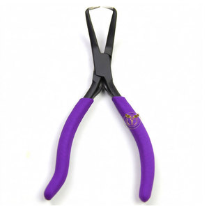 Pinzas de Acero Inoxidable para Remover Extensiones de Cabello, Recubrimiento Plateado, Mango Morado, para Anillos Micro, Anillos Nano, Pegamento de Queratina - Product Image 5