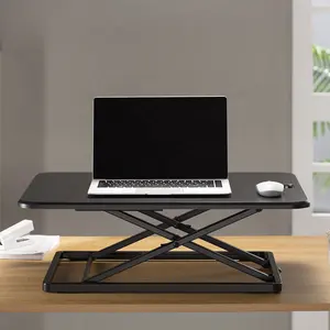 Desk Stand Home Office X-Shaped Ergonomic Workstation Adjustable Computer Desk Converter Foldable Small Standing Laptop Desktop Riser Table
