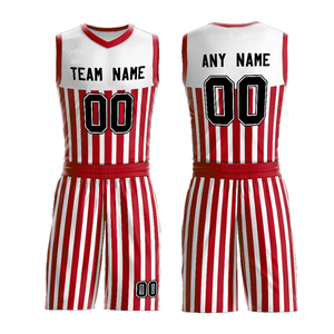 Conjunto de Uniforme de Baloncesto Personalizado, Blanco, Rojo y Verde, Impresión por Sublimación, Poliéster Transpirable, Jersey de Equipo Unisex para Adultos con Número - Product Image 4