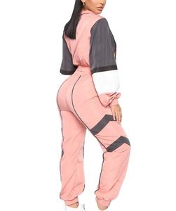 Chándal cortavientos Hip Hop informal ajustado personalizado para mujer, jersey de moda de patrón sólido al por mayor de talla grande - Product Image 2