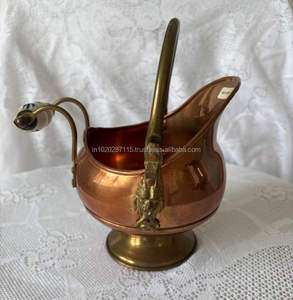 ถังถ่านหินทองแดงแบบโบราณทำด้วยมือของตกแต่งที่สมบูรณ์แบบสำหรับบ้านไร่แบบชนบทหรือห้องนั่งเล่นแบบดั้งเดิม - Product Image 4