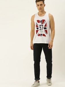 Camiseta sin Mangas Blanca para Hombre con Estampado del Union Jack, Cuello Redondo, Estilo Casual, Transpirable, de Algodón - Product Image 1
