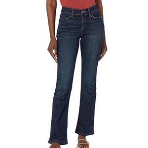 Jeans de Mezclilla de Cintura Alta para Mujer, Corte Recto, Color Azul Oscuro, Cinco Bolsillos, Estilo Casual, para Todas las Temporadas - Product Image 6