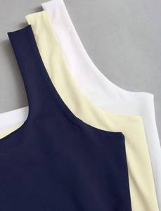 Débardeur femme froncé à col carré, sans manches, coupe ajustée, extensible, pour le yoga et le sport - Product Image 2
