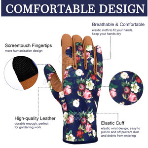 Durable Flexible Leather Safety Gardening <b>Gloves</b> Perfect For Daily Gardening Yard Work And Home Use - Product Image 2