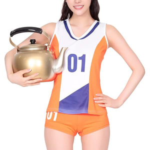 Meilleures ventes : Ensemble uniforme de volley-ball sans manches pour femmes, orange et blanc, tenues de sport personnalisées pour équipes en promotion - Product Image 5