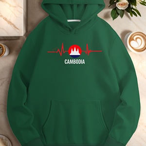 Sudadera con Capucha Casual para Mujer, Diseño de Latido de Corazón de Camboya, Tejida e Impresa - Product Image 2
