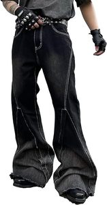 Pantalones vaqueros acampanados con costuras irregulares para hombre, pantalones vaqueros con parte inferior acampanada, pantalones estilo disco, pantalones retro de los años 60 y 70 - Product Image 2
