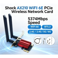 Tarjeta de Red Inalámbrica PCIe WiFi 6E AX210, Adaptador de Escritorio BT5.3 con Antena de 8dBi 10dBi para Windows 10 11