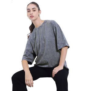 Camiseta de Mujer con Lavado Ácido, Corte Regular, Estilo Urbano Informal, Personalizable OEM, Marca Privada, Estilo Vintage, Ligera, Ecológica, para Verano - Product Image 1