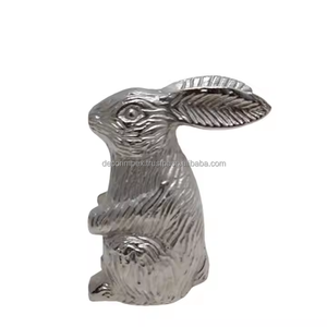 รูปปั้นกระต่ายอลูมิเนียมสีเงินแบบโบราณแสดงสิ่งของตกแต่งแนววินเทจตุ๊กตากระต่ายกระต่ายขายส่งกระพุ้งโดยการตกแต่ง - Product Image 3