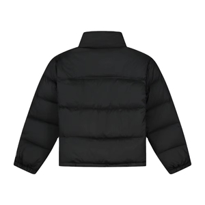 Veste matelassée noire pour homme, col montant, fermeture éclair, coupe-vent, épaisse, style décontracté, coupe régulière, rembourrage en polyester - Product Image 5