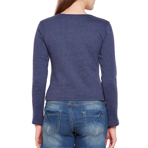 Women's High Quality Cotton Crew Neck Sweatshirts Custom Logo Printed Solid Color Winter Embroidered Technics Casual Front - Product Image 4