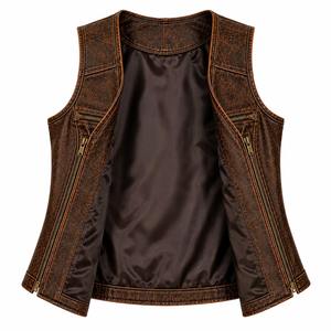 VIBE SEWN Women's Gothic Motorcycle <b>Vest</b>-Double Breasted Closure Waterproof & Breathable Genuine Leather Outerwear - Product Image 3