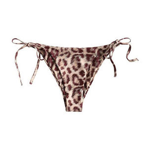 Top de bikini triangular con estampado de leopardo para mujer, con cordón ajustable en la parte delantera, traje de baño de poliéster y spandex - Product Image 3