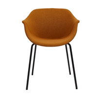 Chaise de salle à manger ergonomique moderne rembourrée, pieds en métal noir, coussin en tissu doux, fauteuil durable et stable pour la maison/le restaurant