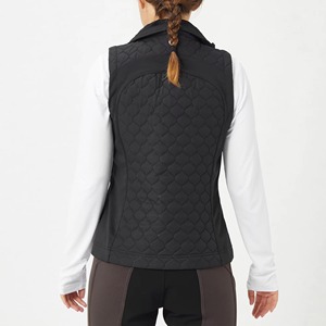 Chaleco acolchado para mujer, sin mangas, cintura alta, largo completo, color negro sólido, con cierre de cremallera y bolsillos - Product Image 4
