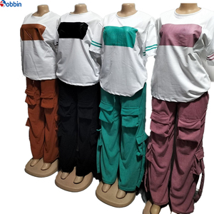 Conjunto de Dos Piezas Personalizado de Alta Calidad, Camiseta de Manga Corta Informal para Mujer, Tejido Transpirable de Peso Medio, Ecológico, y Pantalones Cargo - Product Image 5