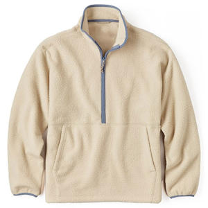 Suéter de punto de lana personalizado para hombre, de manga larga, con media cremallera y cuello alto, con capucha, fabricado en China - Product Image 1