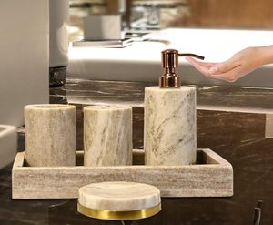 Juego de Baño de Mármol Beige de Lujo Ecológico Stone Era, Dispensador de Jabón y Porta Jabón a Bajo Precio - Product Image 2