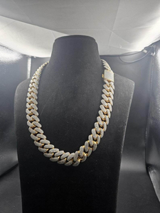 Moissanite Silver Cuban Link <b>Chain</b> Hip Hop <b>Iced</b> <b>Out</b> Two Tone Statement Necklace Luxury Bling Jewelry Gift For Men - Product Image 1