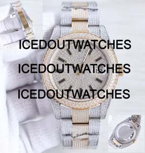 Ensemble montre et bracelet pour homme, entièrement serti de moissanite, style Cuban Link, en acier inoxydable, étanche 10 bars, avec fermoir - Product Image 4