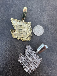 925 Silver Gold Plated Pendant Hip Hop Pendant Custom VVS Moissanite Pendant Rapper Bling Two Tone Pendant Custom Initial Charms - Product Image 4